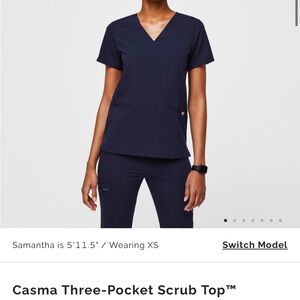 Figs casma 3 pocket scrub top navy blue